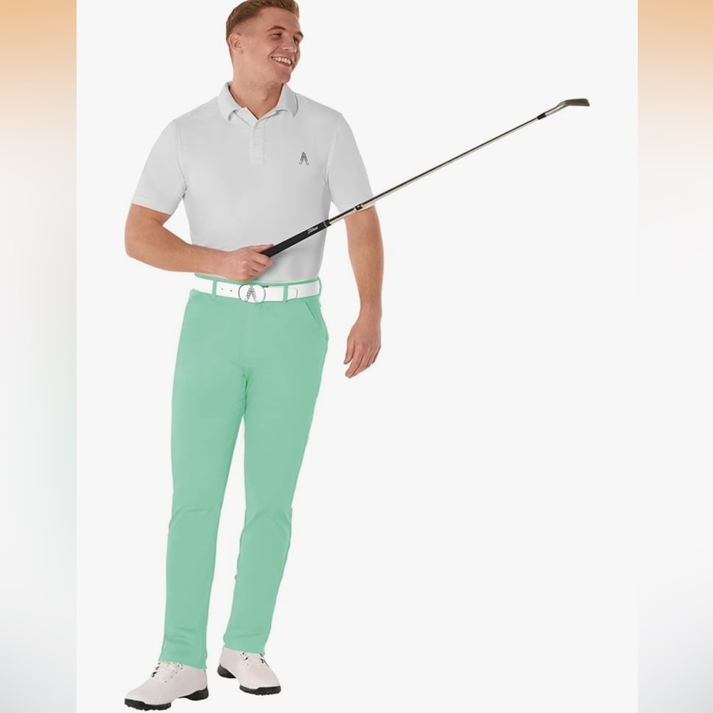 NWT Royal & Awesome Pastel Green Golf Pants, Stretch Relaxed Fit 36 W - Picture 7 of 10